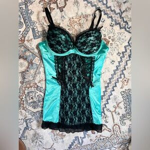 Black and Teal Lace Lingerie